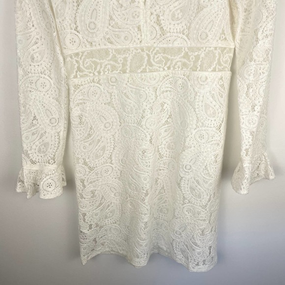 Maje Rilene Paisley Long Sleeve Guipure Lace Mini Dress White Medium New - Picture 13 of 16
